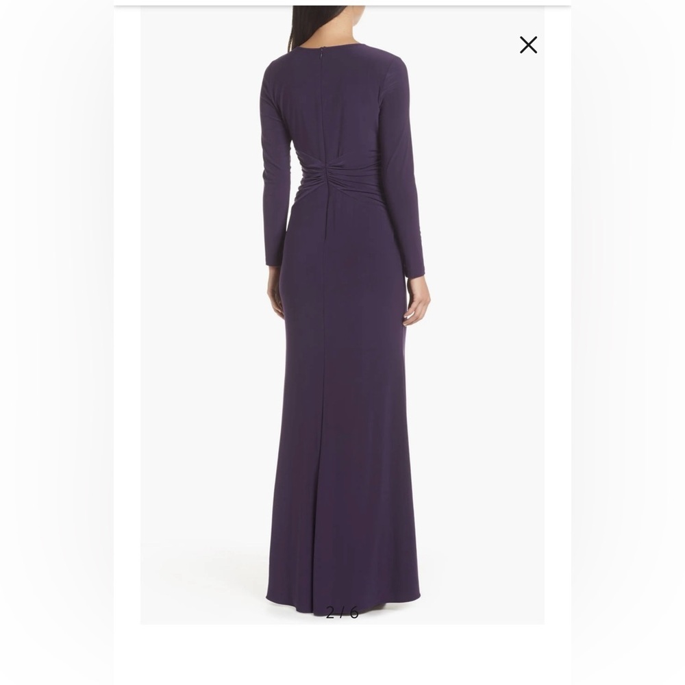 Adrianna Papell Plum Twist Waist Long Sleeve Gown 6 - Picture 5 of 5
